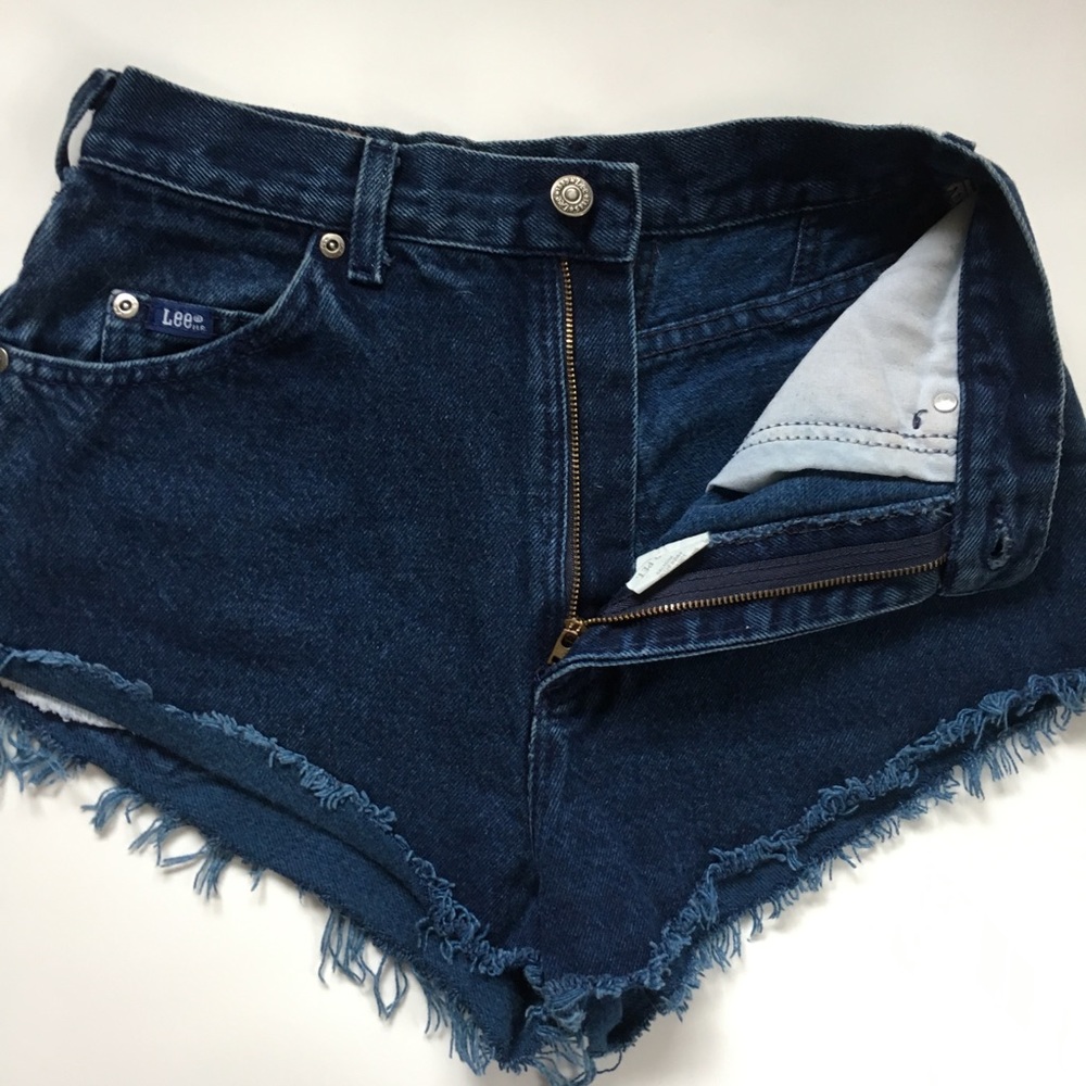 Vintage Lee High Waist riveted jean shorts blue 6 - Picture 5 of 8